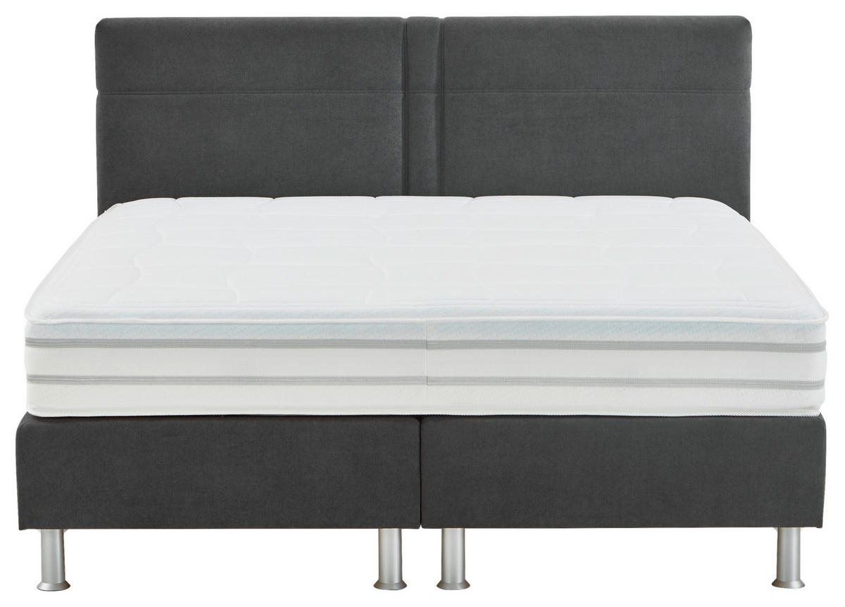 BOXSPRINGBETT 200/200 cm  in Anthrazit  - Anthrazit/Alufarben, Design, Kunststoff/Textil (200/200cm) - Beldomo - Sleep