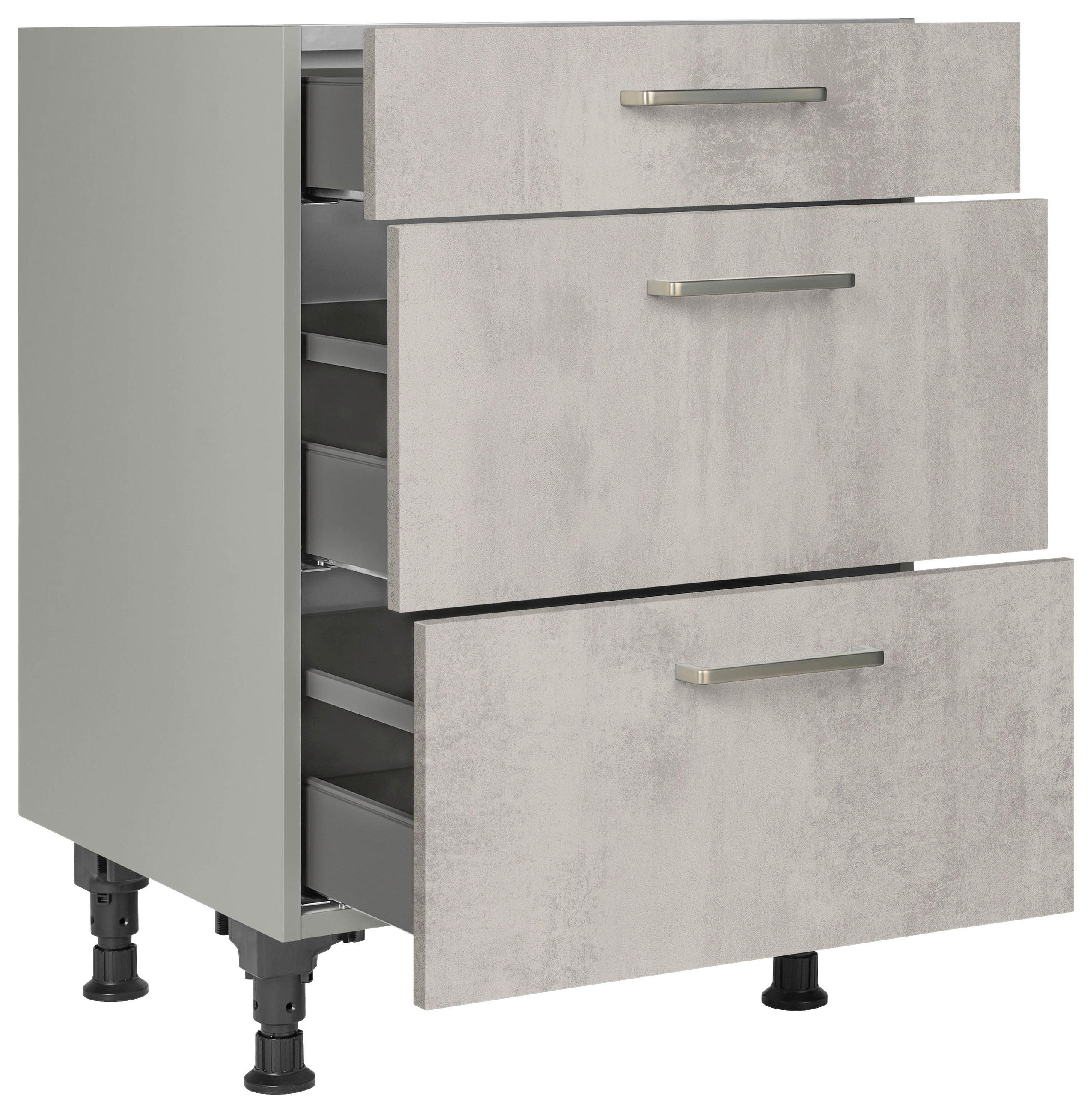 SCHUBKASTENUNTERSCHRANK 60/87/56 cm  in Hellgrau  - Edelstahlfarben/Hellgrau, MODERN, Holzwerkstoff/Metall (60/87/56cm) - Nobilia