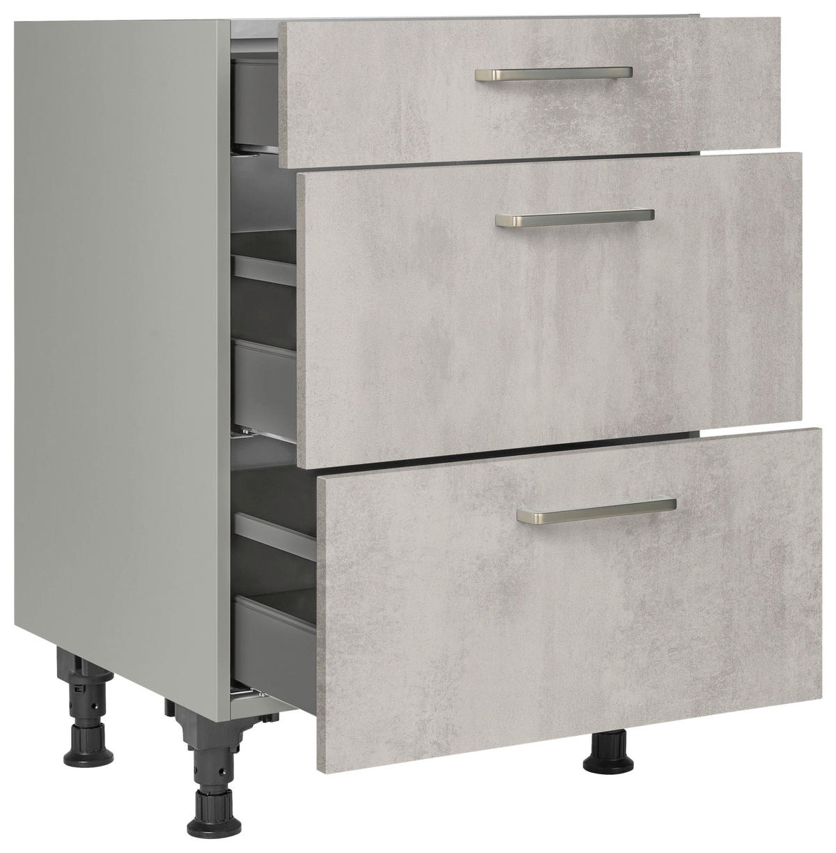 SCHUBKASTENUNTERSCHRANK 60/87/56 cm  in Hellgrau  - Edelstahlfarben/Hellgrau, MODERN, Holzwerkstoff/Metall (60/87/56cm) - Nobilia