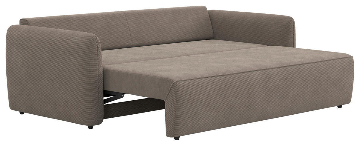 SCHLAFSOFA Cord Taupe  - Taupe/Schwarz, Trend, Kunststoff/Textil (222/89/102cm) - MID.YOU