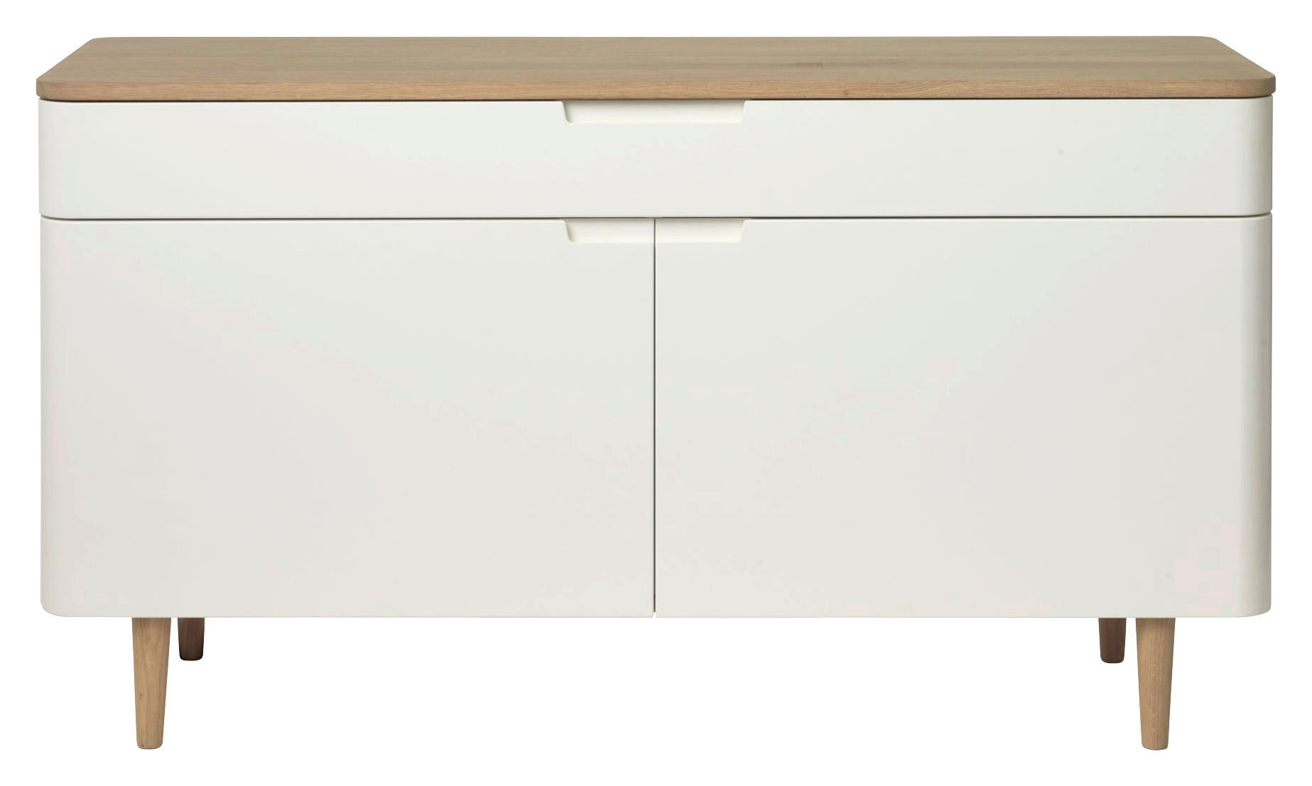 SIDEBOARD Weiß, Eichefarben  140/76/44 cm  - Eichefarben/Weiß, Design, Holzwerkstoff (140/76/44cm) - Novel