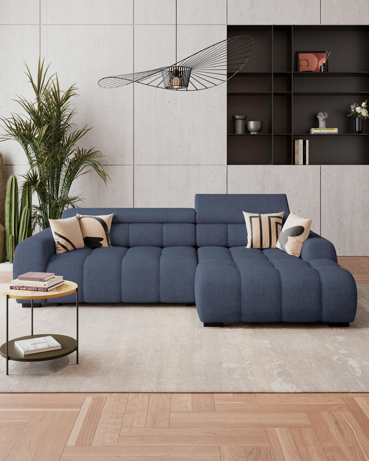 HÖRNSOFFA i vävt tyg blå  - blå/svart, Trend, textil/plast (285/168cm) - Livetastic