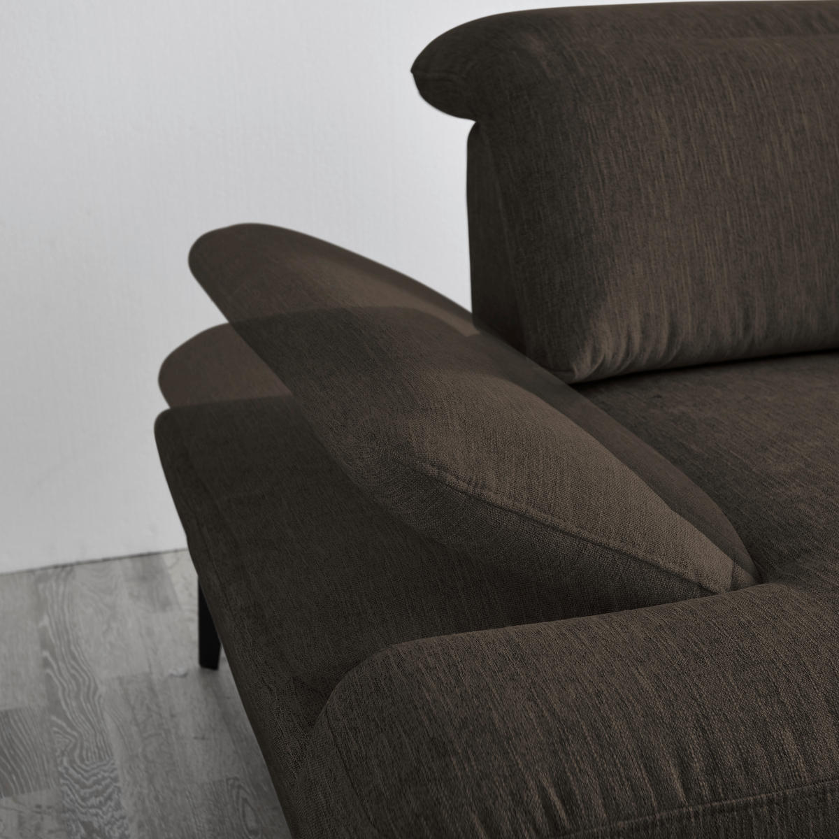 HÖRNSOFFA i vävt tyg mörkbrun  - svart/mörkbrun, Design, metall/textil (289/180cm) - MID.YOU