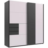 SCHWEBETÜRENSCHRANK Graphitfarben, Weiss  - Weiss/Schwarz, Modern, Holzwerkstoff/Metall (180/198/65cm) - MID.YOU