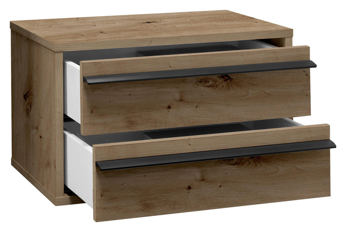 NACHTSCHRANK 50/31/34 cm  - Schwarz/Eiche Artisan, KONVENTIONELL, Holzwerkstoff/Metall (50/31/34cm) - Chameo