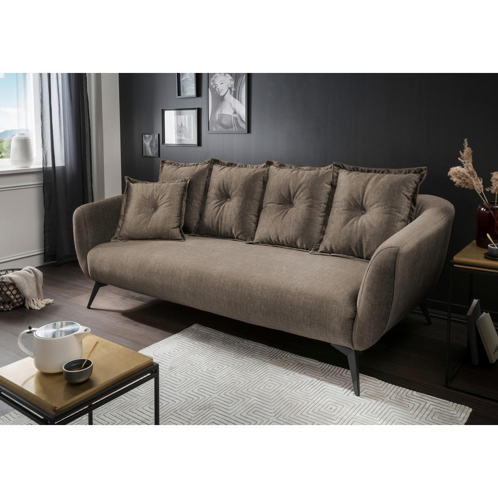Thumbnail - Livetastic 3-Sitzer-Sofa, Braun, Holz, Textil, Buche, Fichte, Kiefer, Uni, Füllung: Schaumstoff, 236x94x103 cm, AZO-frei...