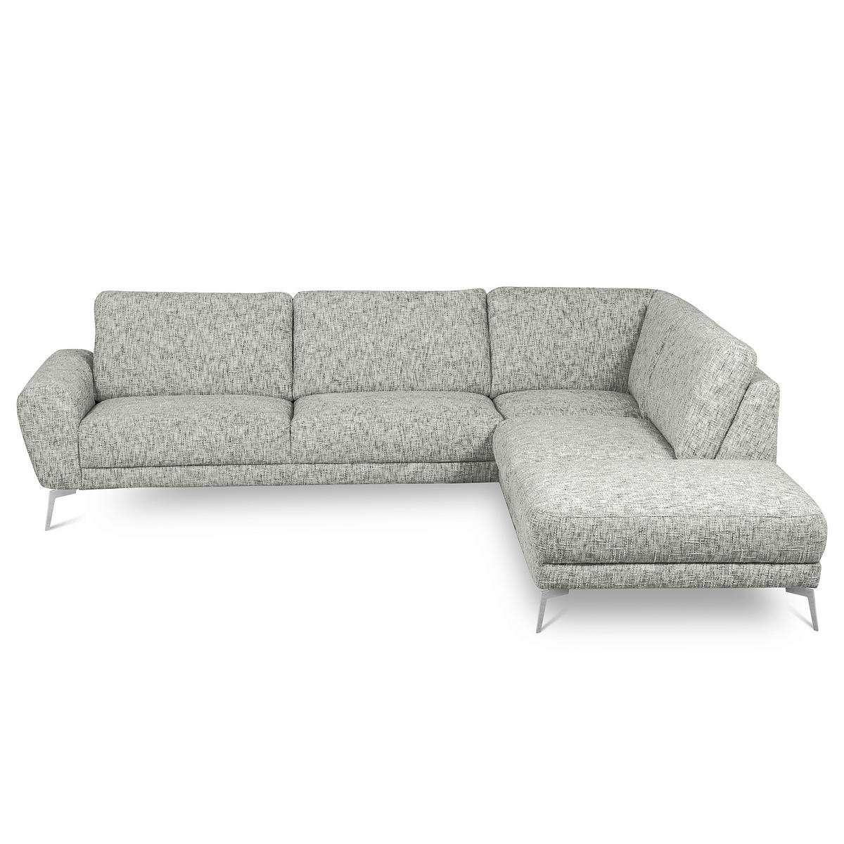 ECKSOFA  Webstoff Grau  - Chromfarben/Grau, Design, Textil/Metall (273/250cm) - Livetastic