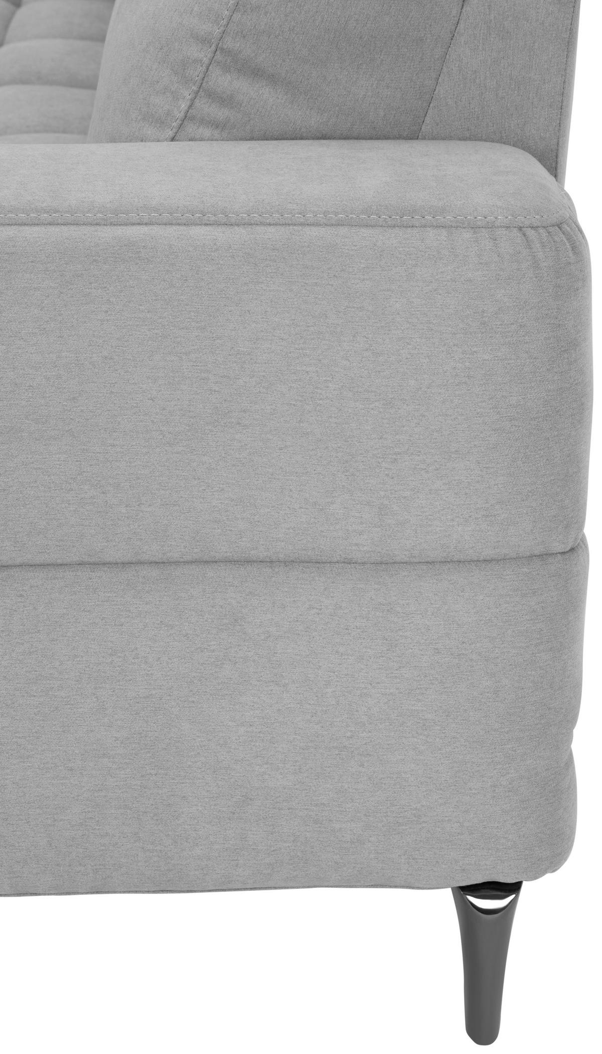 ECKSOFA in Mikrofaser Hellgrau  - Silberfarben/Hellgrau, Design, Textil/Metall (161/242cm) - Livetastic