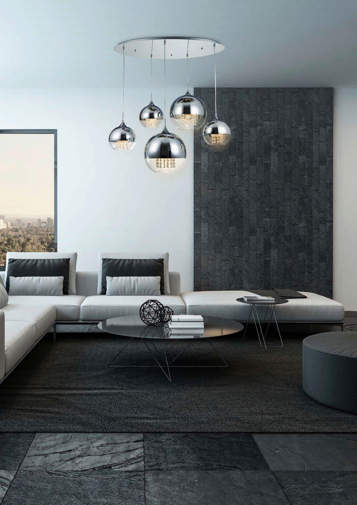 PENDELLEUCHTE 91/65/95 cm  - Transparent/Nickelfarben, Trend, Glas/Metall (91/65/95cm) - MAYTONI