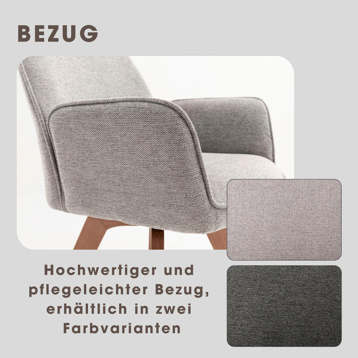 STUHL-SET - Buchefarben/Hellgrau, MODERN, Holz/Textil (57/89/61cm) - MID.YOU