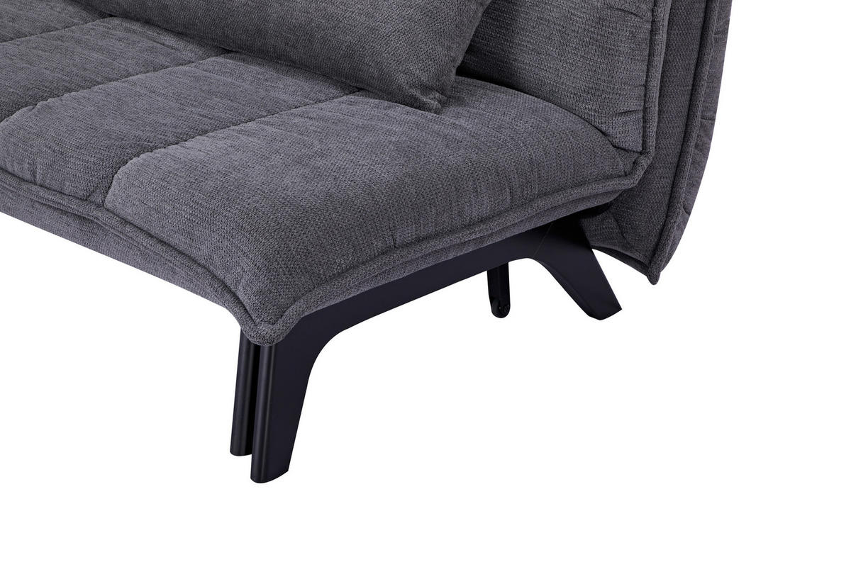 SCHLAFSOFA Cord Grau  - Schwarz/Grau, Design, Holz/Textil (148/82/102cm) - Stylife