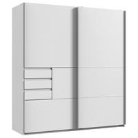 OMARA Z DRSNIMI VRATI, bela  - bela, Konvencionalno, kovina/leseni material (180/198/65cm) - Modante