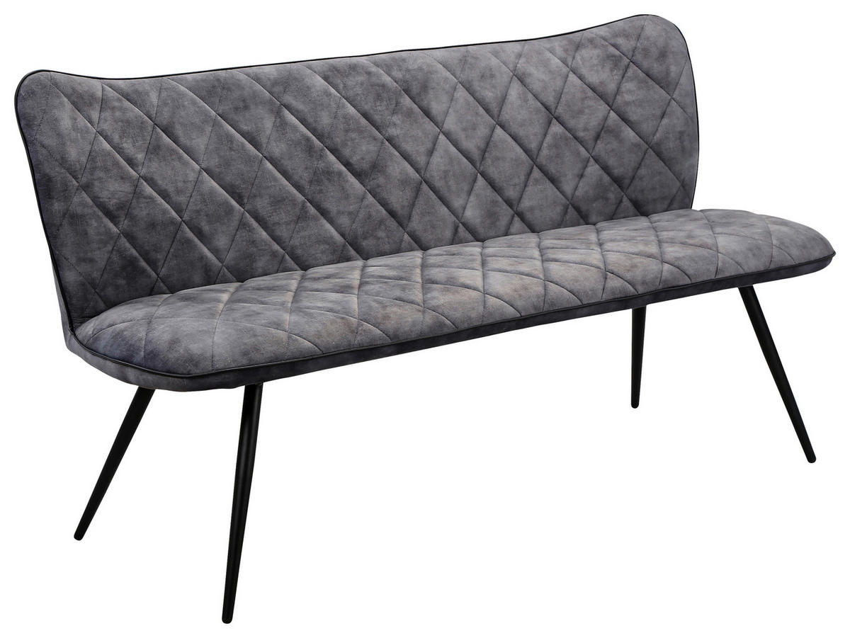 SITZBANK 160/88/64 cm Webstoff Grau, Schwarz  - Schwarz/Grau, Design, Textil/Metall (160/88/64cm) - Hom`in