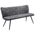 SITZBANK 160/88/64 cm  in Grau, Schwarz  - Schwarz/Grau, Design, Textil/Metall (160/88/64cm) - Hom`in