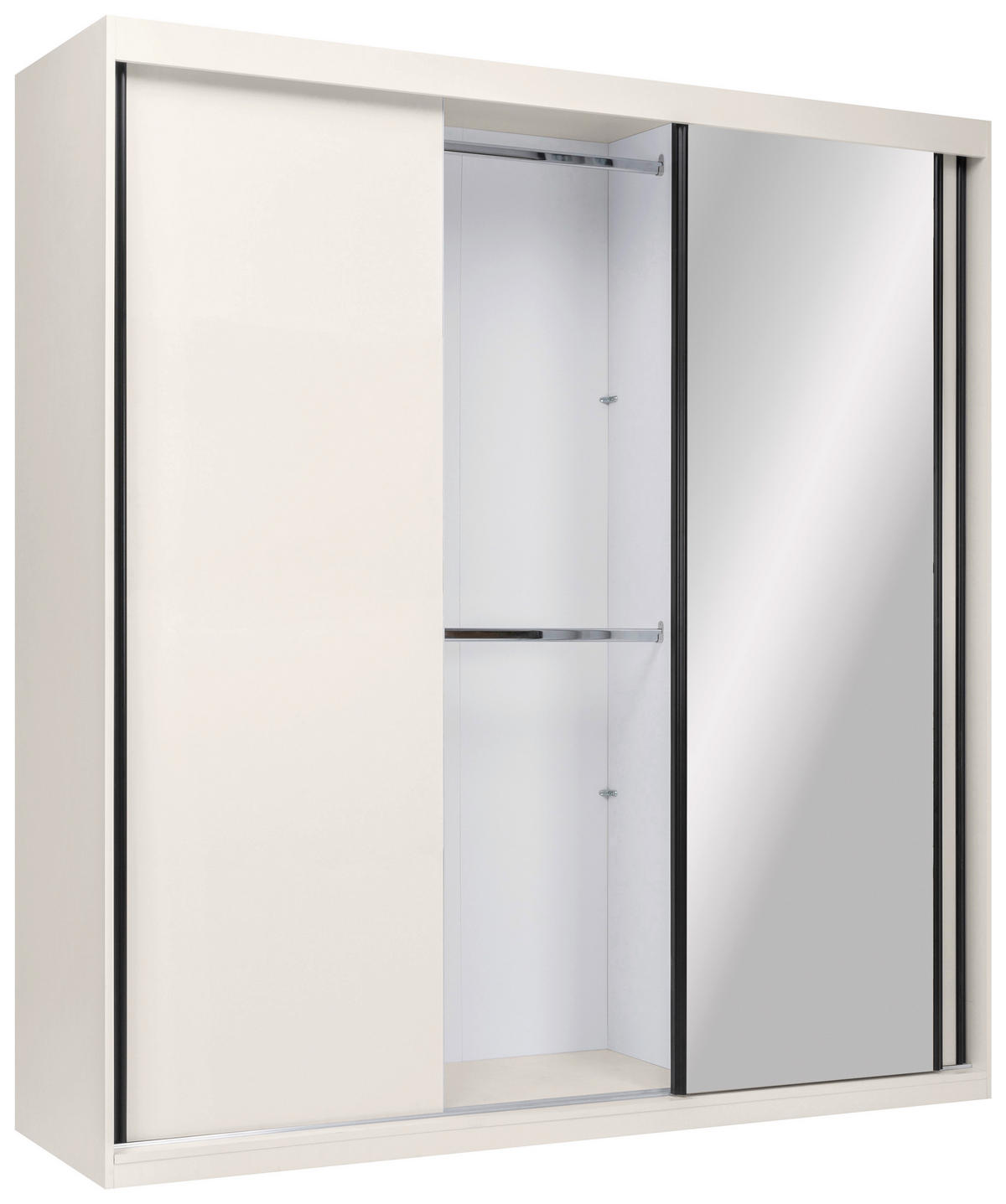 SCHIEBETÜRENSCHRANK 200/215/59,5 cm 3-türig  - Kaschmir/Schwarz, MODERN, Holzwerkstoff/Metall (200/215/59,5cm) - MID.YOU