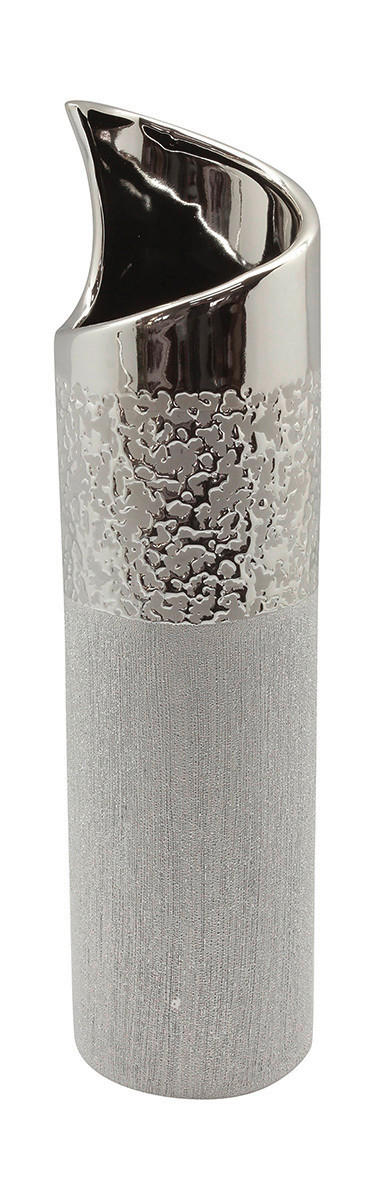 VASE  - Silberfarben, Basics, Keramik (10/10/39,5cm)