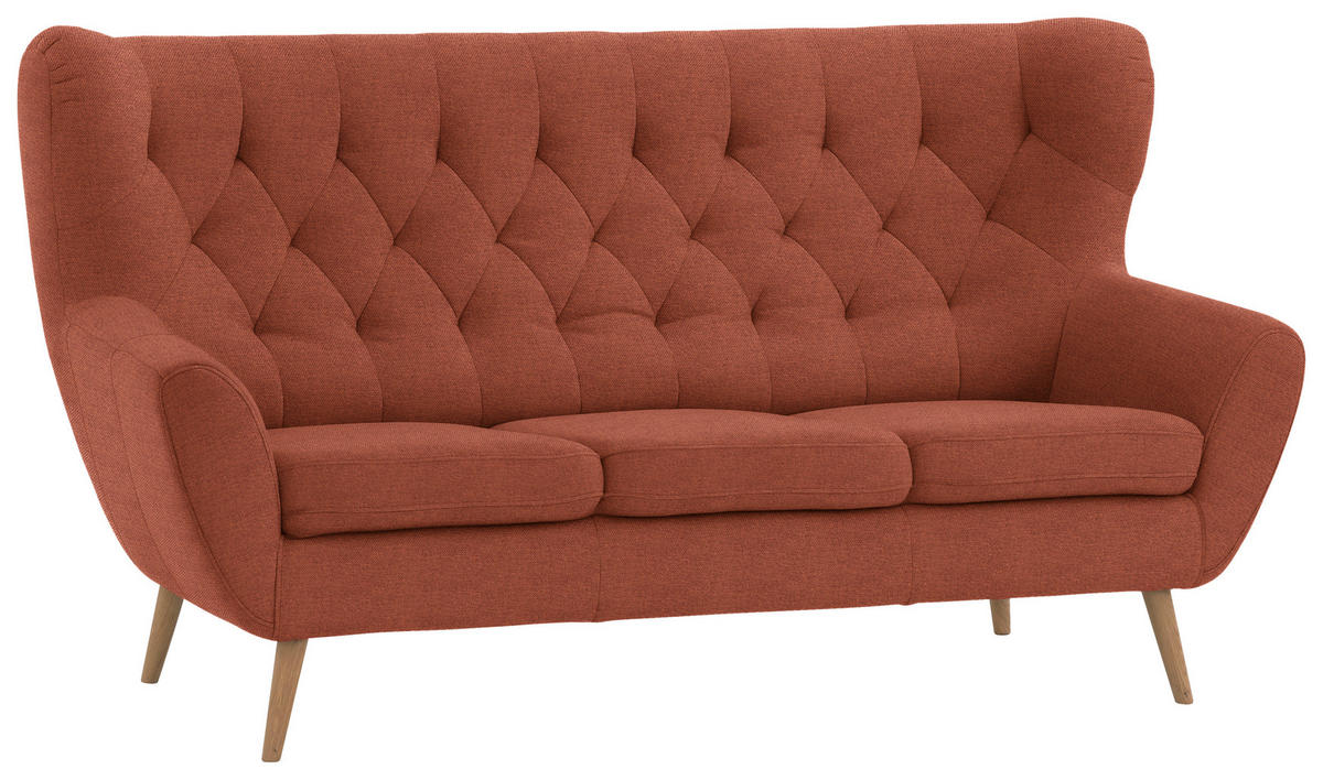 3-SITZER-SOFA in Mikrofaser Rostfarben  - Rostfarben, Design, Holz/Textil (187/101/95cm) - Stylife