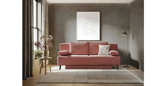 SCHLAFSOFA in Cord Rosa  - Schwarz/Rosa, MODERN, Textil/Metall (193/85/88cm) - Novel