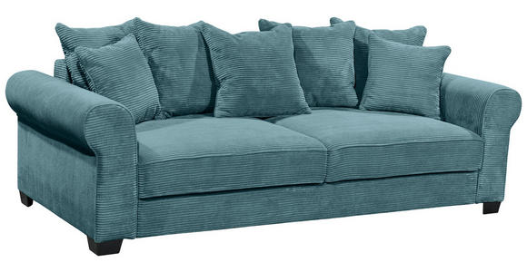 SCHLAFSOFA  mit Stoffauswahl, Liegefunktion, Rücken echt Cord Azurblau  - Azurblau/Schwarz, KONVENTIONELL, Kunststoff/Textil (247/95/125cm) - Hom`in