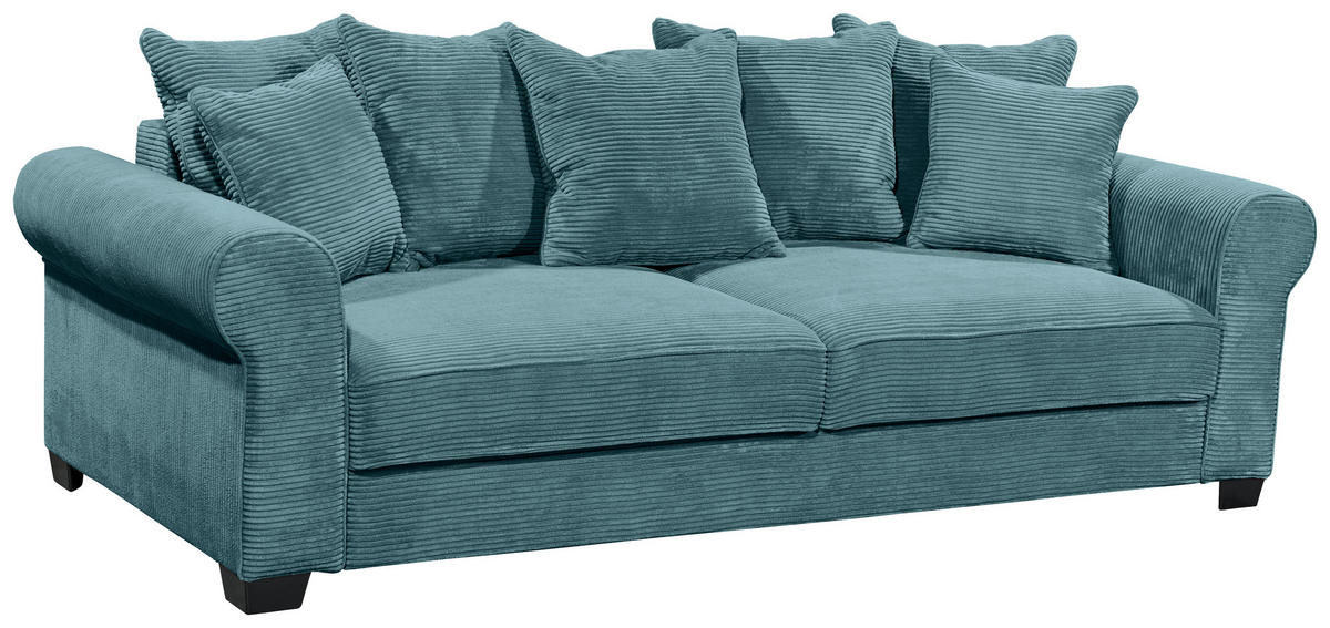 SCHLAFSOFA Cord Azurblau  - Azurblau/Schwarz, KONVENTIONELL, Kunststoff/Textil (247/95/125cm) - Hom`in