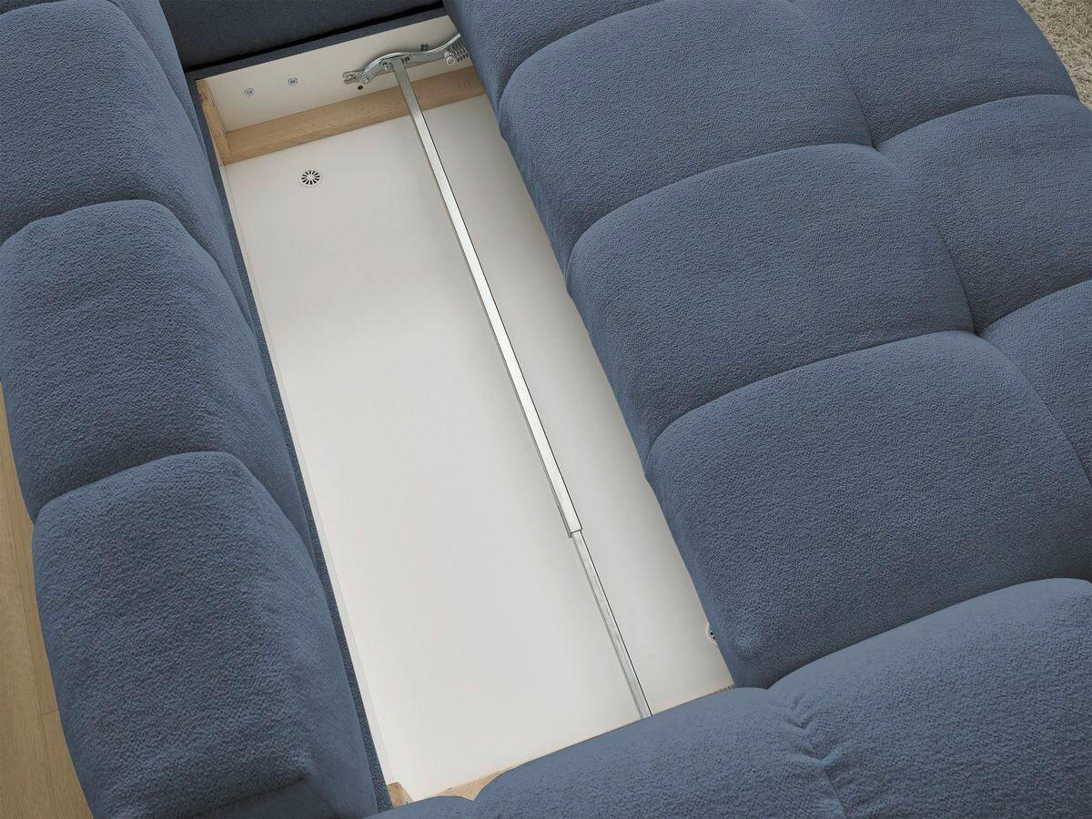 ECKSCHLAFSOFA EVEREST  mit Rücken echt, Armteil links, Armteil rechts Flachgewebe Dunkelblau  - Schwarz/Dunkelblau, MODERN, Kunststoff/Textil (320/212cm)