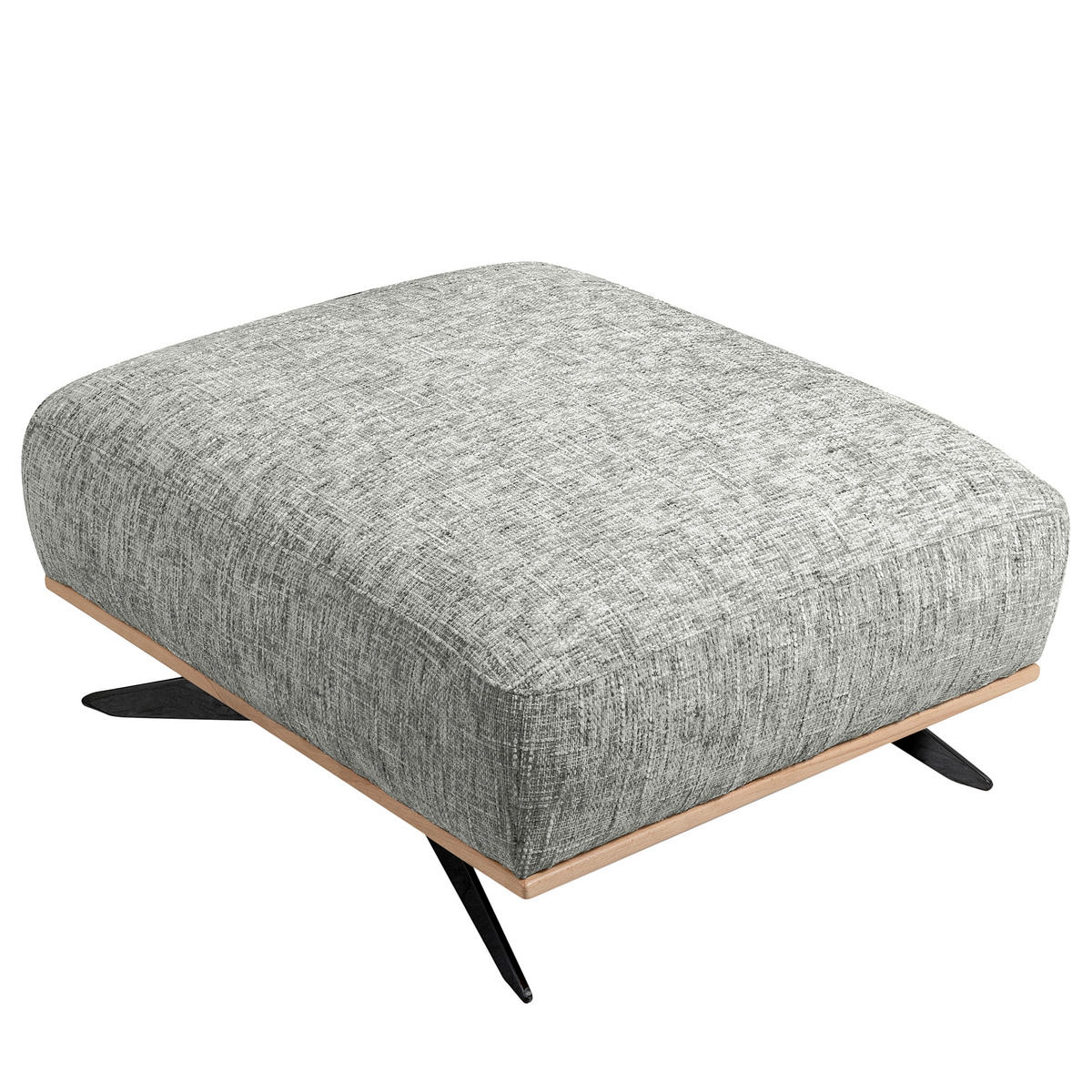 HOCKER PORTLAND Struktur Grau  - Schwarz/Naturfarben, Design, Holz/Textil (95/46/80cm) - Livetastic