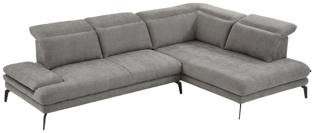 ECKSOFA in Webstoff Grau  - Schwarz/Grau, Design, Textil/Metall (293/197cm) - Stylife