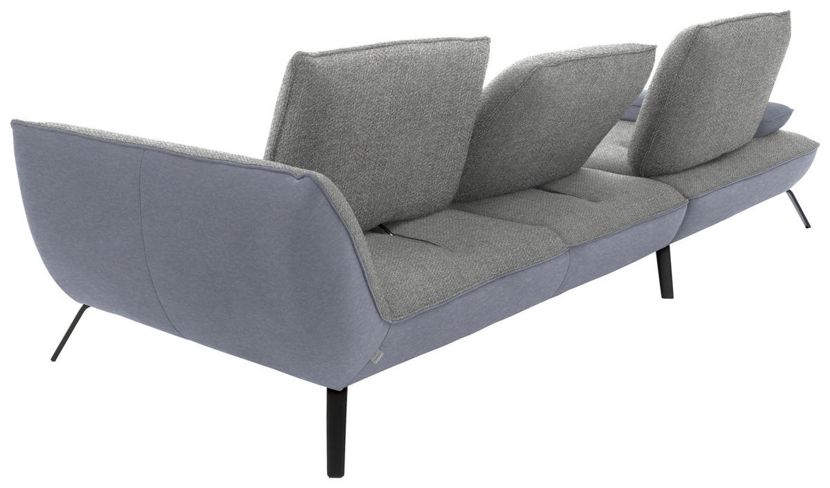 ECKSOFA in Flachgewebe Hellgrau  - Hellgrau/Schwarz, Design, Textil/Metall (191/301cm) - Moderano