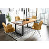 TISCHGRUPPE Gelb, Cognac  - Cognac/Gelb, MODERN, Holz/Textil (160/85/77cm) - Livetastic