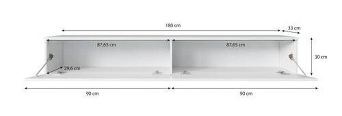 LOWBOARD Vera  in 180/30/33 cm  - Schwarz/Grau, Basics, Holzwerkstoff/Kunststoff (180/30/33cm) - P & B