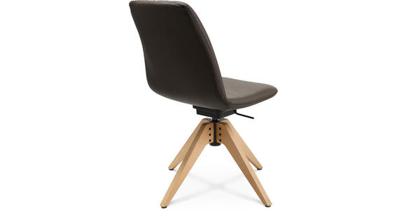STUHL in Echtleder pigmentiert Holz, Leder - Eichefarben/Braun, Design, Leder/Holz (46/82,5-85,25/55cm) - Johann Jakob