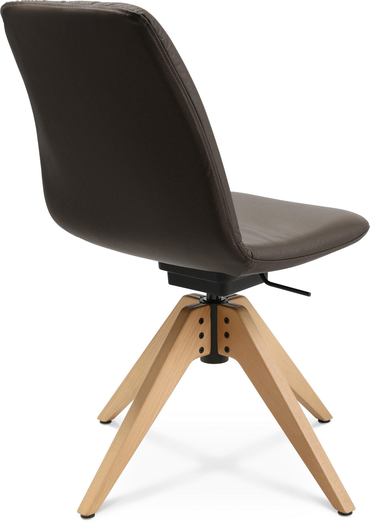 STUHL Echtleder Braun, Eichefarben Buche Hartholz  - Eichefarben/Braun, Design, Leder/Holz (46/82,5-85,25/55cm) - Johann Jakob