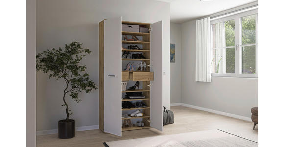 SCHUHSCHRANK 90/195/35 cm  - Silberfarben/Schwarz, Basics, Holzwerkstoff/Kunststoff (90/195/35cm) - Xora