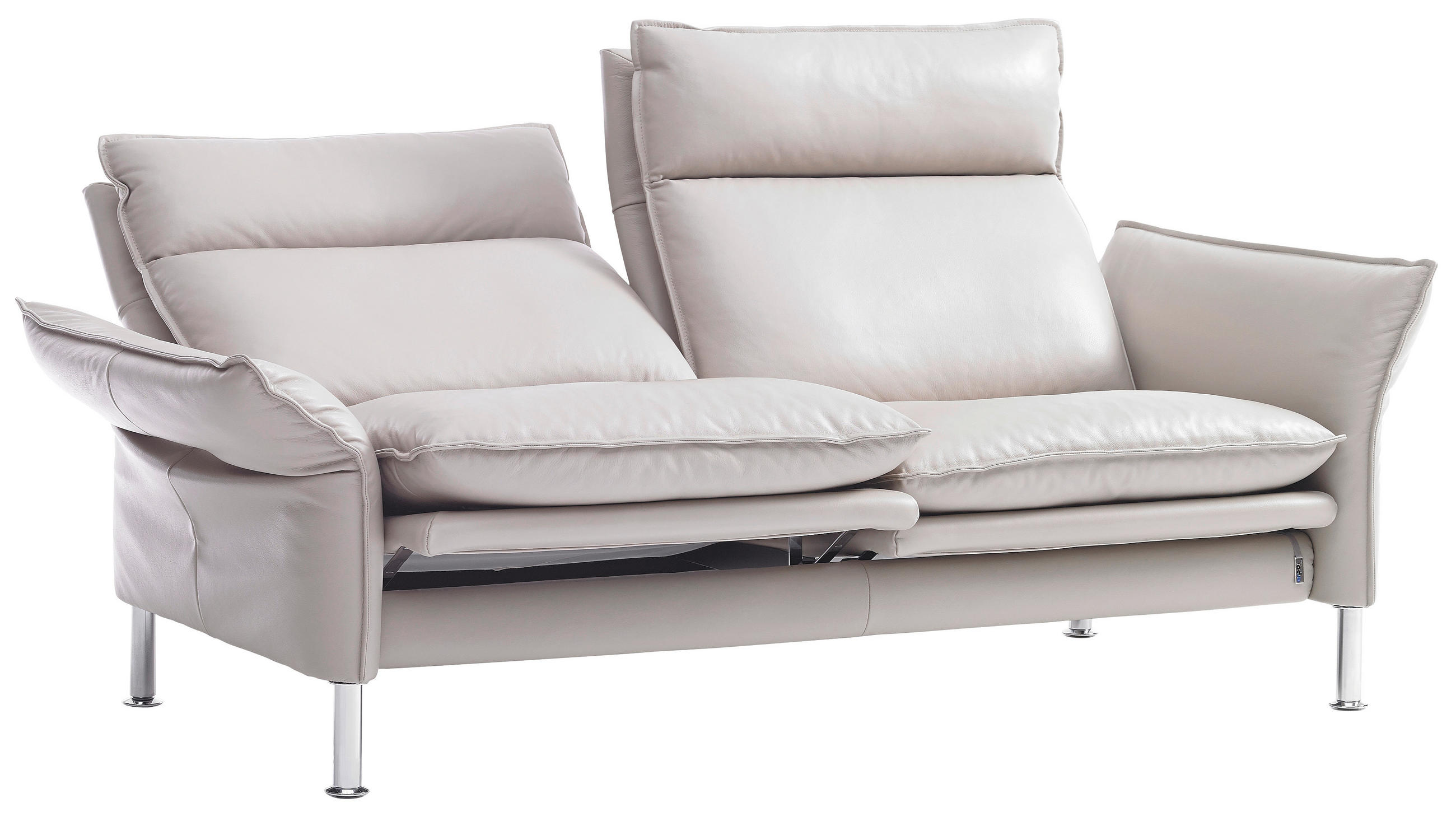 2-SITZER-SOFA Beige Echtleder  - Chromfarben/Beige, KONVENTIONELL, Leder/Metall (158/93/88cm) - Erpo