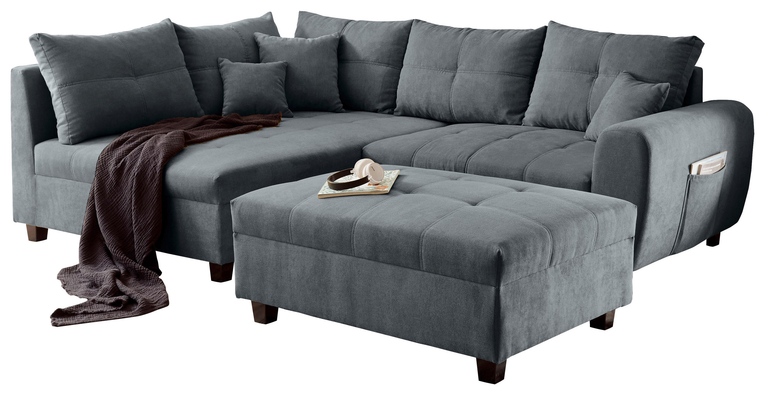 MID.YOU ROHOVÁ SEDAČKA, textil, kompozitní dřevo, antracitová