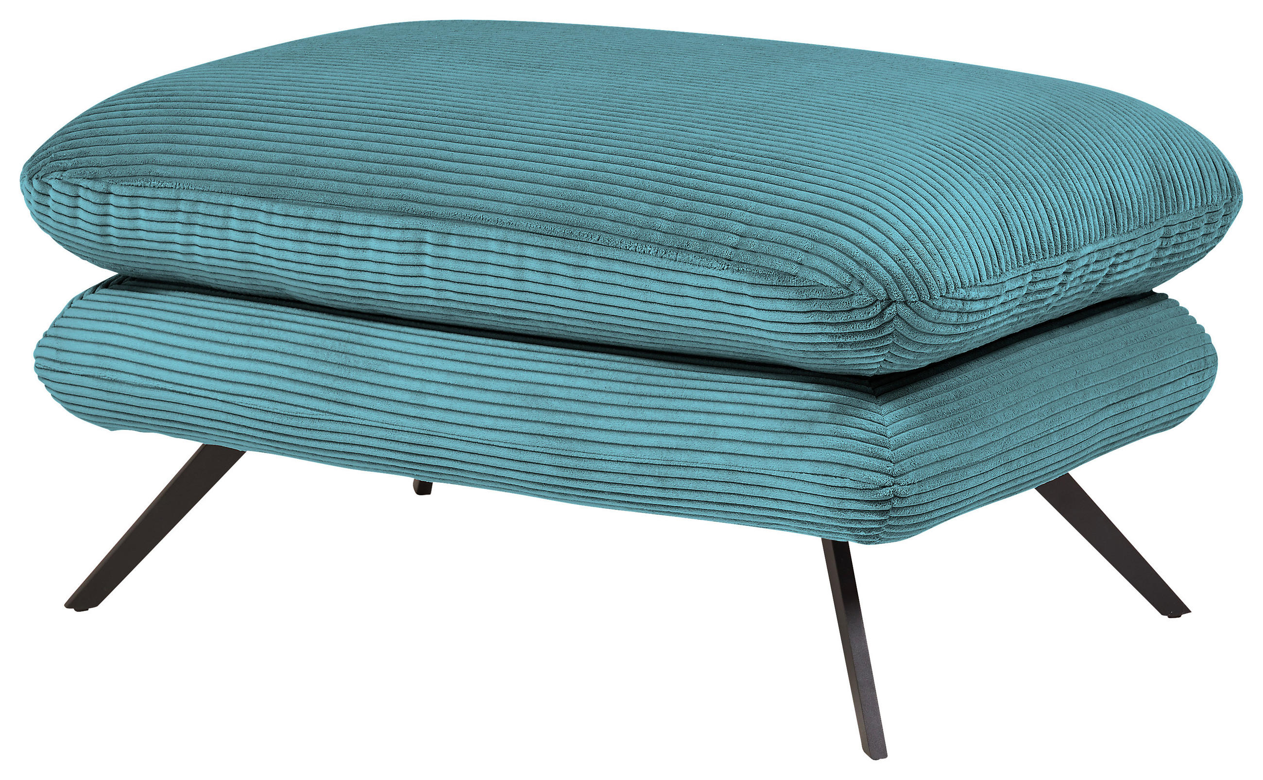 HOCKER Textil Petrol  - Petrol/Schwarz, Modern, Textil/Metall (90/45/60cm) - Pure Home Lifestyle