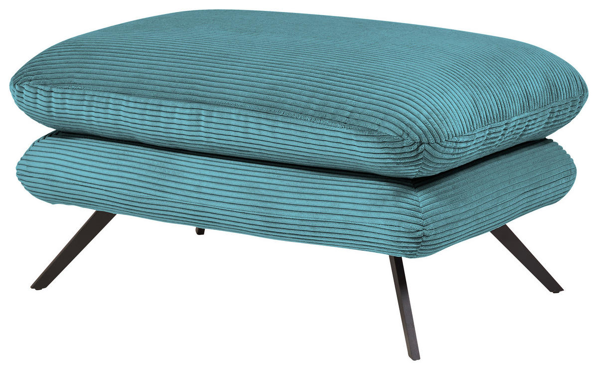 HOCKER Cord Petrol  - Petrol/Schwarz, MODERN, Textil/Metall (90/45/60cm) - Pure Home Lifestyle