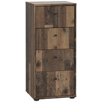 KOMMODE , 38,6/85,5/34,8 cm, 4 Schublade(n)  - Dunkelbraun/Graubraun, Design, Holzwerkstoff/Kunststoff (38,6/85,5/34,8cm)