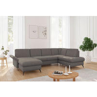 WOHNLANDSCHAFT ROCHELLE E Schlammfarben Flachgewebe  - Schlammfarben/Schwarz, KONVENTIONELL, Textil/Metall (164/314/195cm) - Sit & More