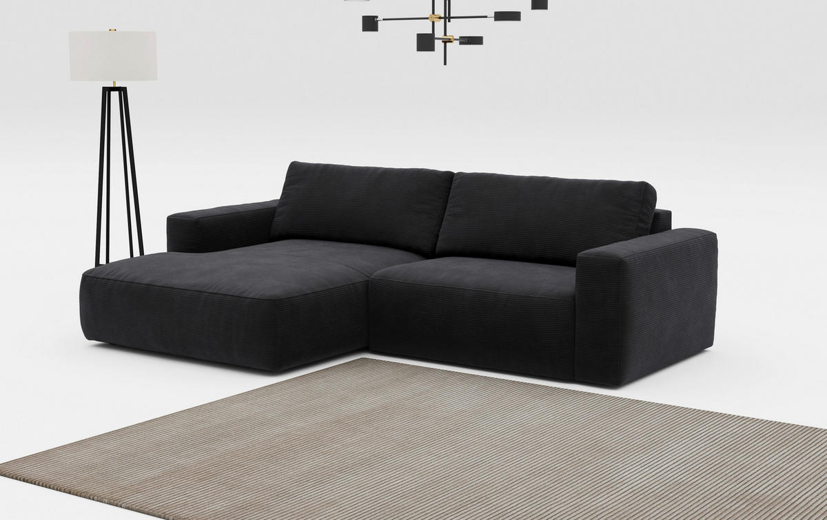 ECKSOFA Dunkelbraun Mikrofaser  - Dunkelbraun/Schwarz, MODERN, Kunststoff/Textil (175/283cm) - MID.YOU