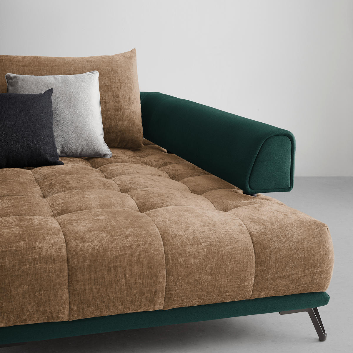 HÖRNSOFFA i beige  - beige/svart, Modern, metall/textil (184/262cm) - MID.YOU