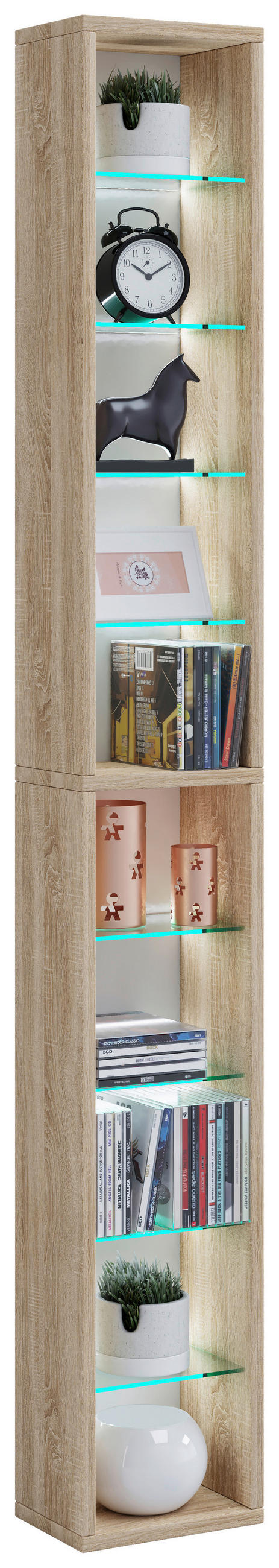 WANDREGAL  - Sonoma Eiche, Design, Glas/Holzwerkstoff (21/152/14cm) - MID.YOU