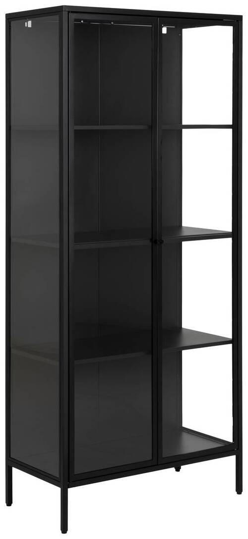 VITRINSKÅP svart  80/180/40 cm  - svart/transparent, Design, metall/glas (80/180/40cm) - Best Price