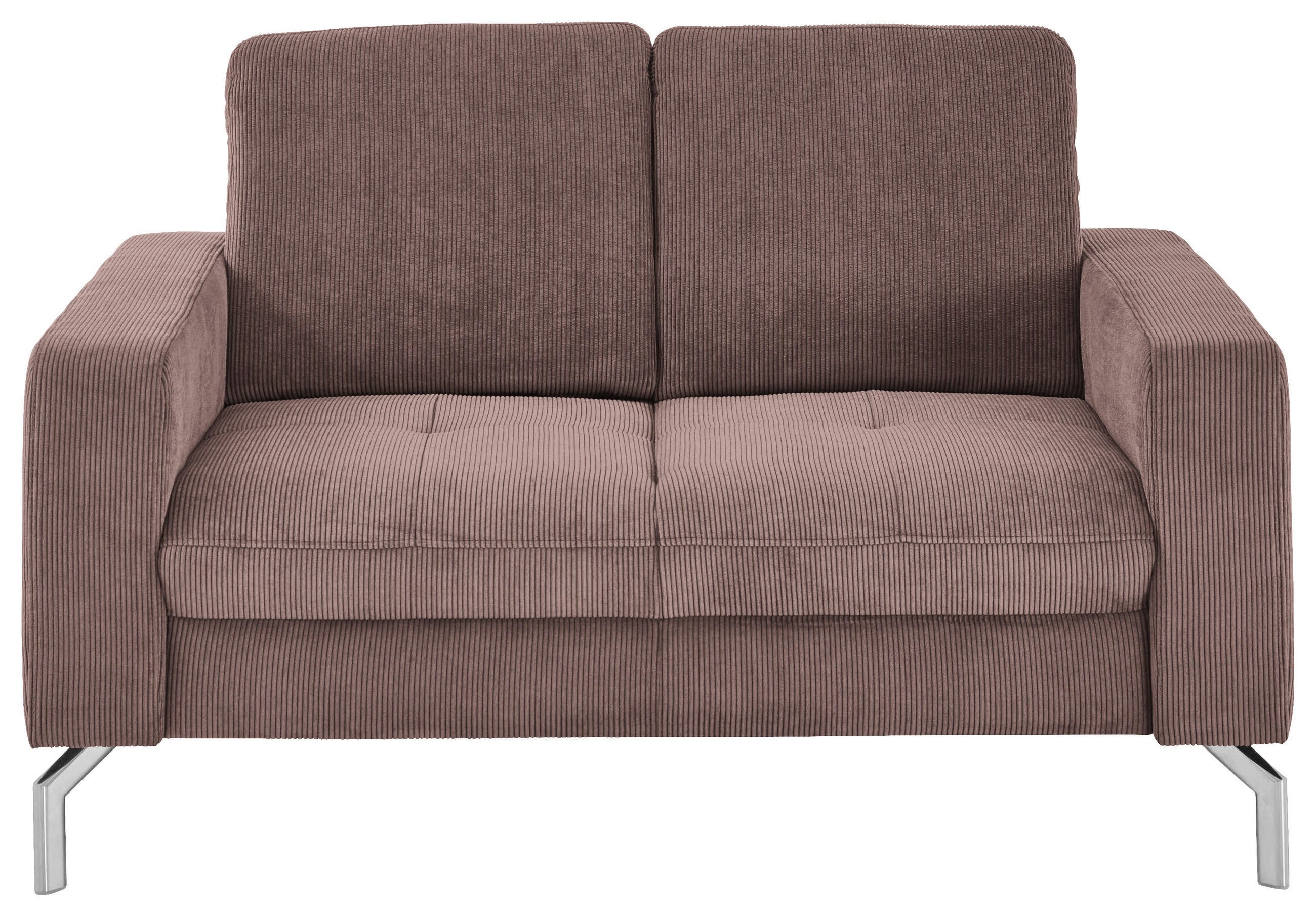 2-SITZER-SOFA  in Feincord Altrosa  - Chromfarben/Altrosa, Design, Textil/Metall (142/87/105cm) - Beldomo Style
