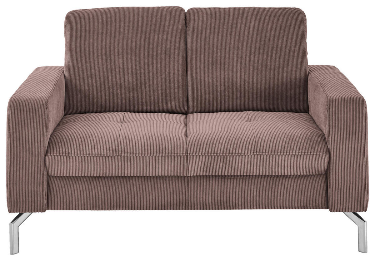 2-SITZER-SOFA  in Feincord Altrosa  - Chromfarben/Altrosa, Design, Textil/Metall (142/87/105cm) - Beldomo Style
