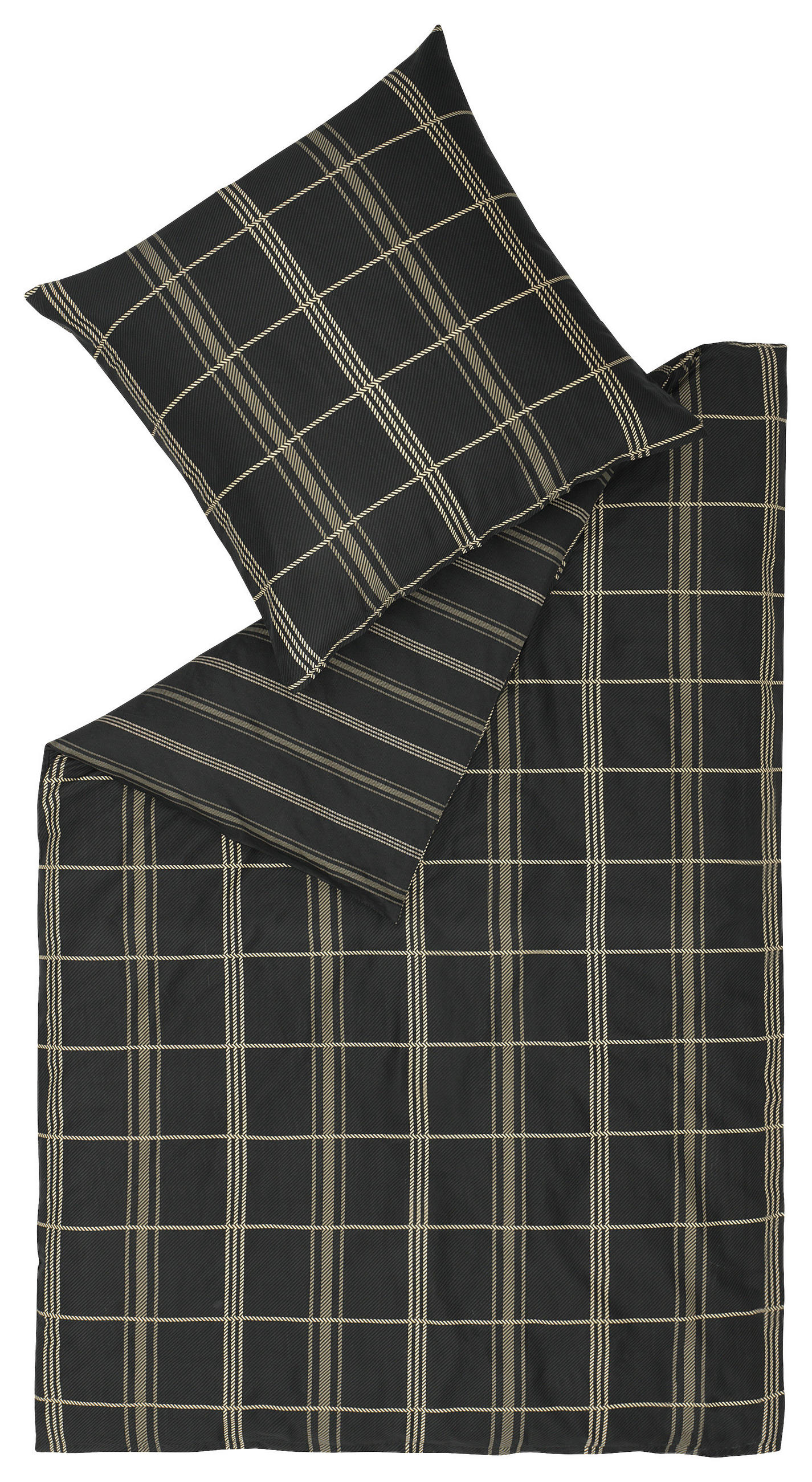 WENDEBETTWÄSCHE MR-Ease Satin 135/200 cm  - Beige/Schwarz, Basics, Textil (135/200cm) - Musterring