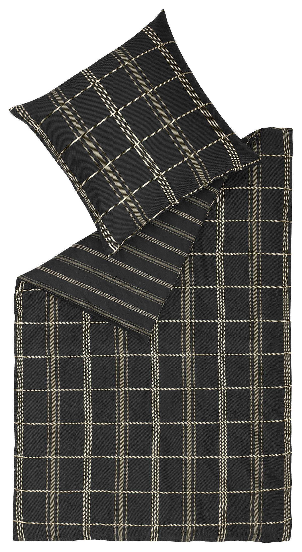 WENDEBETTWÄSCHE MR-Ease Satin 135/200 cm  - Beige/Schwarz, Basics, Textil (135/200cm) - Musterring