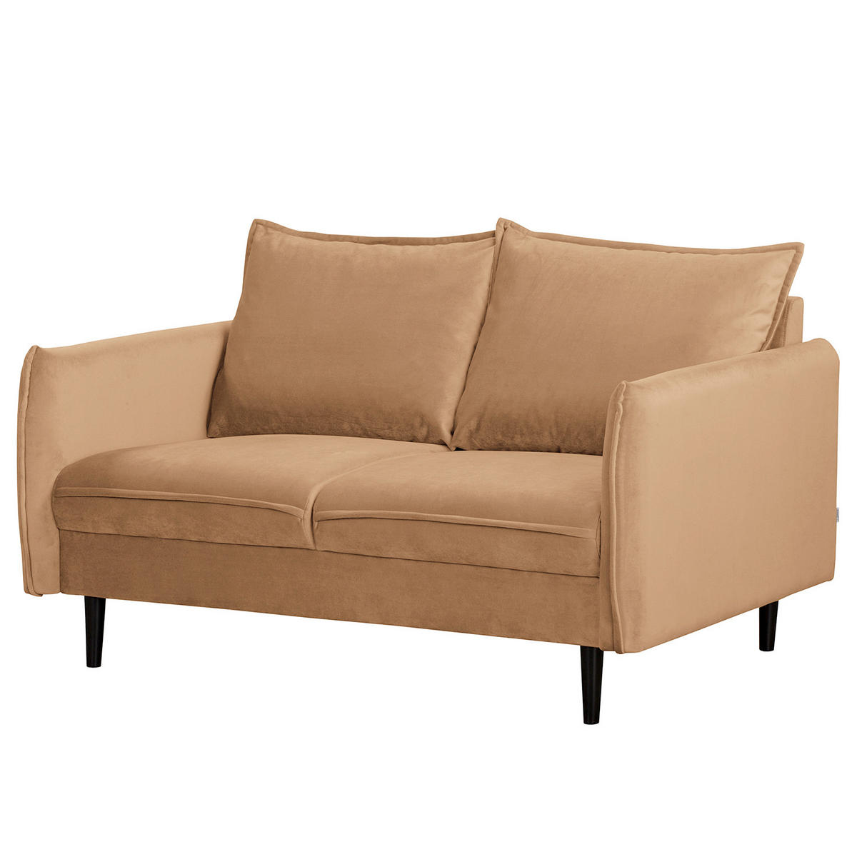2-SITZER-SOFA JULI Samt Hellbraun  - Hellbraun/Schwarz, Design, Holz/Textil (138/86/100cm) - P & B