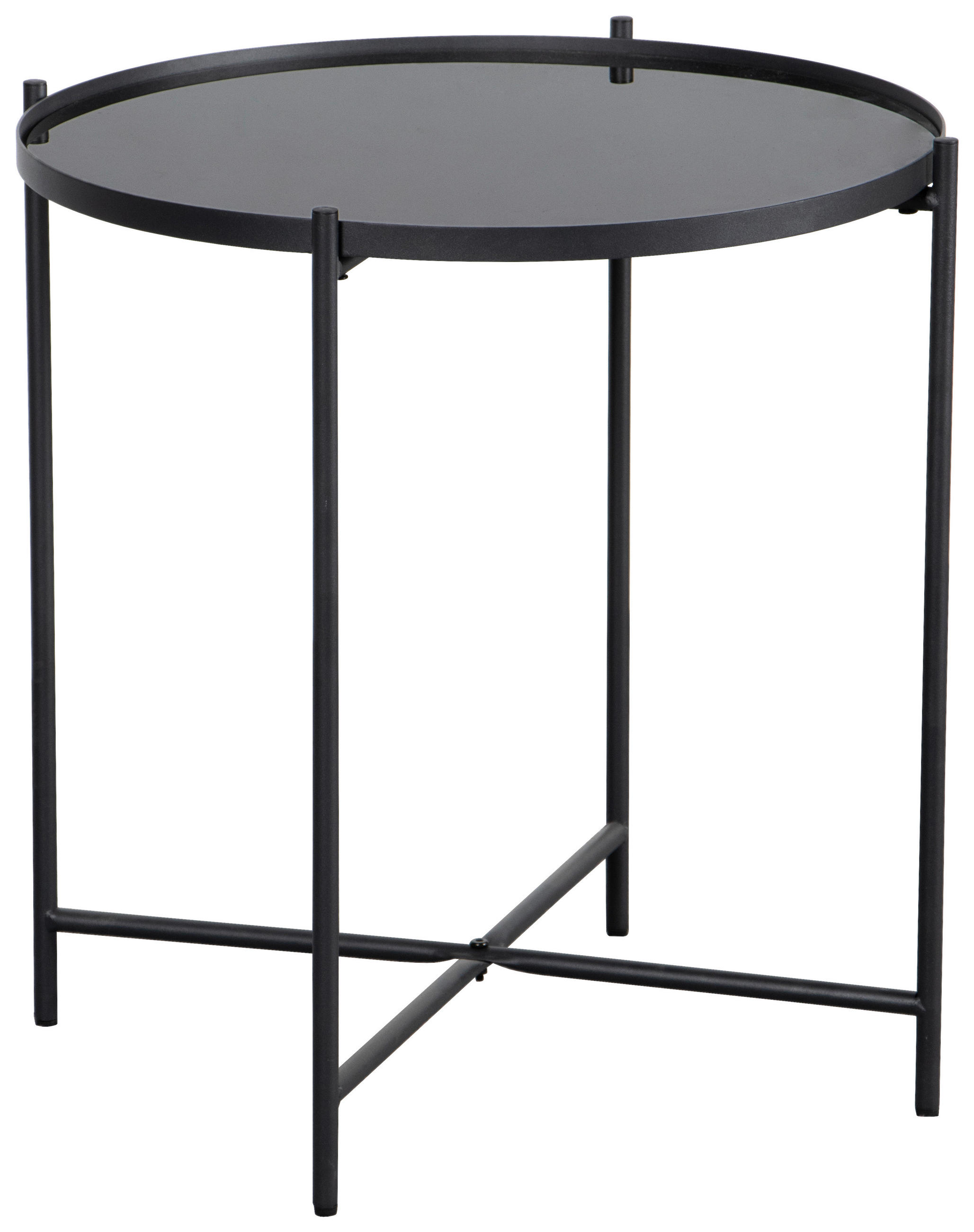 BEISTELLTISCH 51/51/53 cm Schwarz rund  - Schwarz, Basics, Glas/Metall (51/51/53cm) - Boxxx