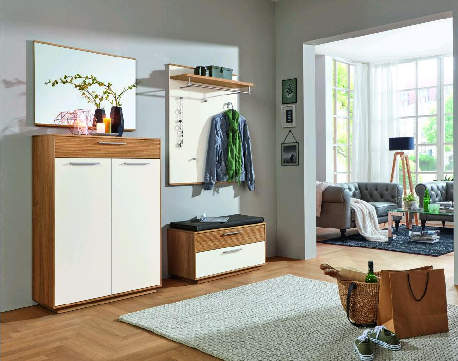 GARDEROBE Anthrazit, Weiß, Eichefarben - Eichefarben/Anthrazit, Design, Holz/Textil (185/195/40cm)